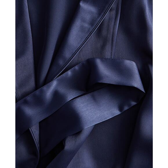 State of Day Women's Belted Shawl-Collar Crepe De Chine Robe Navy, Size XXL 0107 - Picture 3 of 4